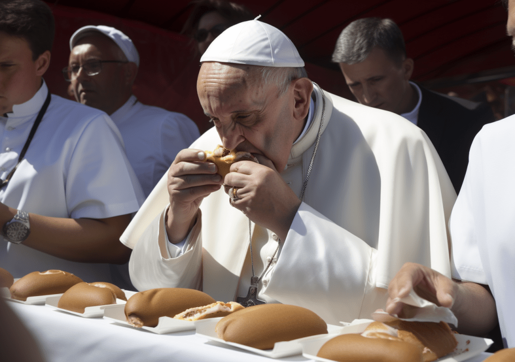 Pope at a Burger contest - Swetlana AI x Midjourney
